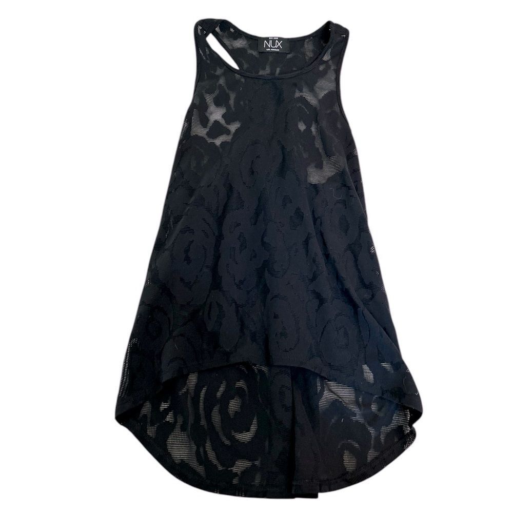 NUX Sheer Floral Lace Black Flowy Racerback Tank